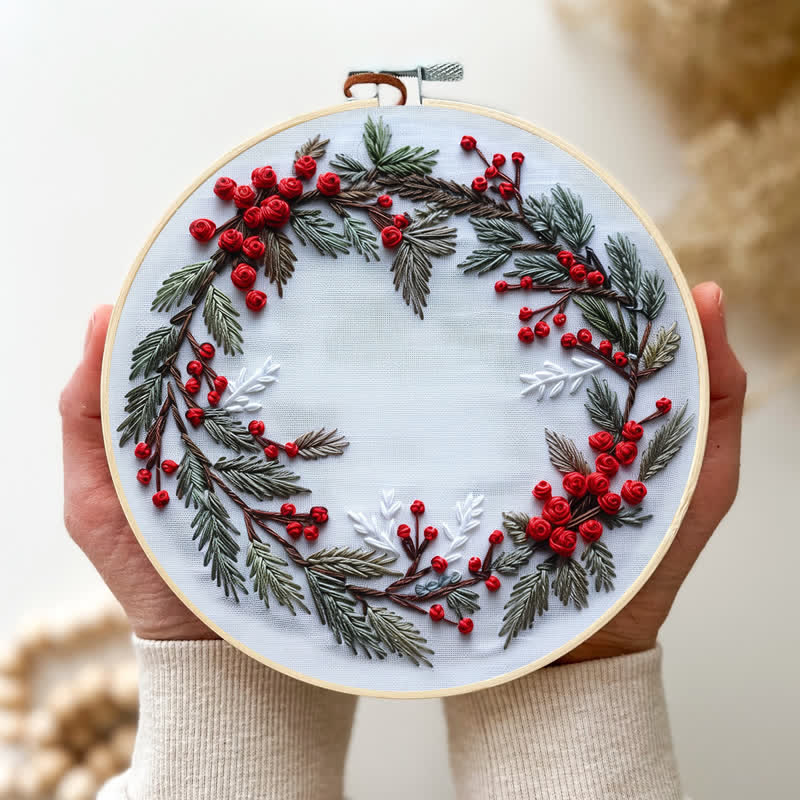 Rubbyoo Embroidery Kit - Christmas Wreath Best Wishes - image 3