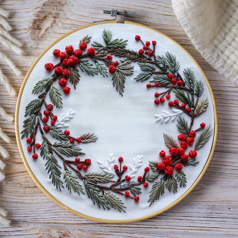 Rubbyoo Embroidery Kit - Christmas Wreath Best Wishes - image 7