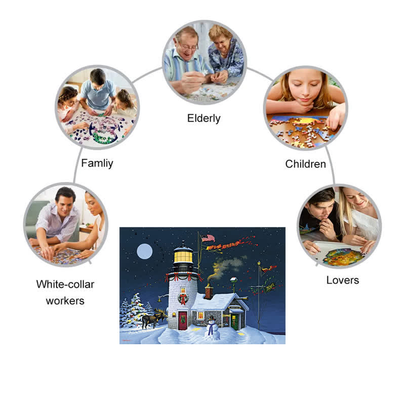 Rubbyoo Light & Bright Christmas House Flag - Wooden Jigsaw Puzzle - image 2