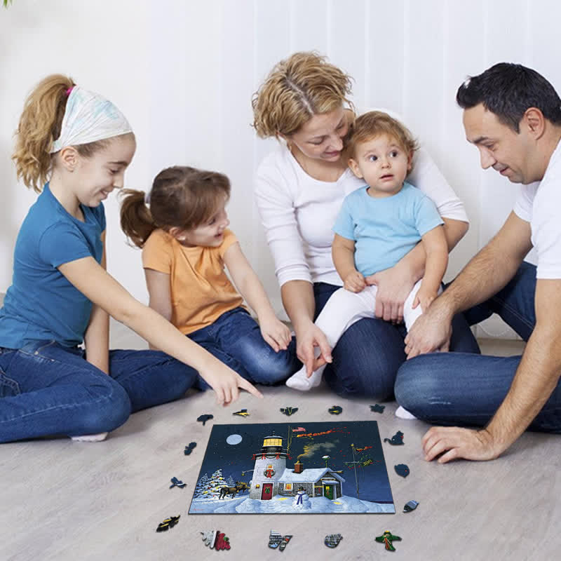 Rubbyoo Light & Bright Christmas House Flag - Wooden Jigsaw Puzzle - image 8