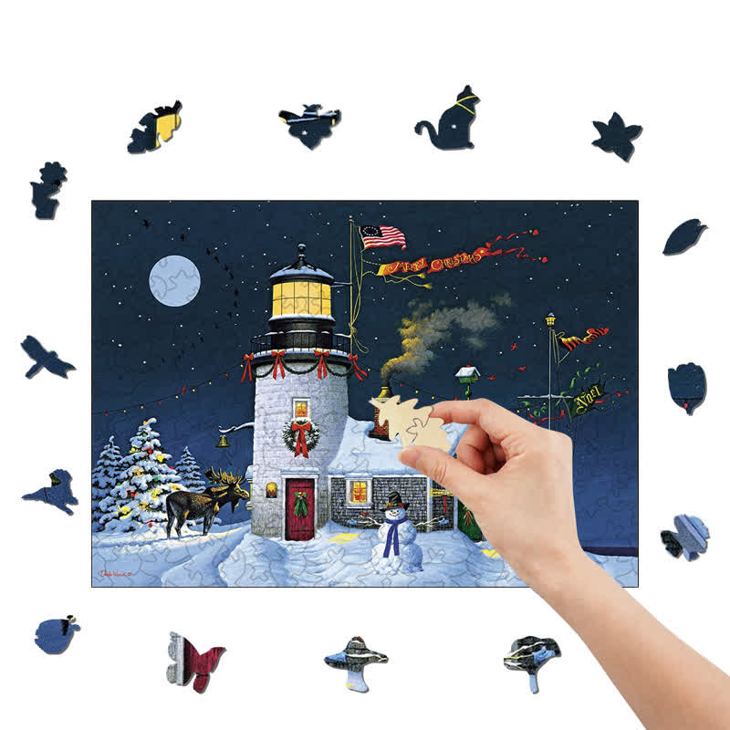Rubbyoo Light & Bright Christmas House Flag - Wooden Jigsaw Puzzle - image 7