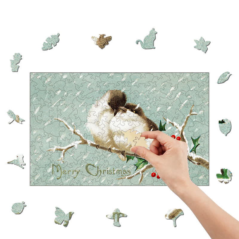 Rubbyoo Merry Christmas Birds - Wooden Jigsaw Puzzle - image 7