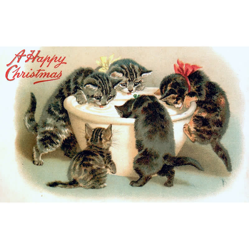 Rubbyoo Christmas Cats Old Antique - Wooden Jigsaw Puzzle - A2 - Wooden Gift Packaging - image 0