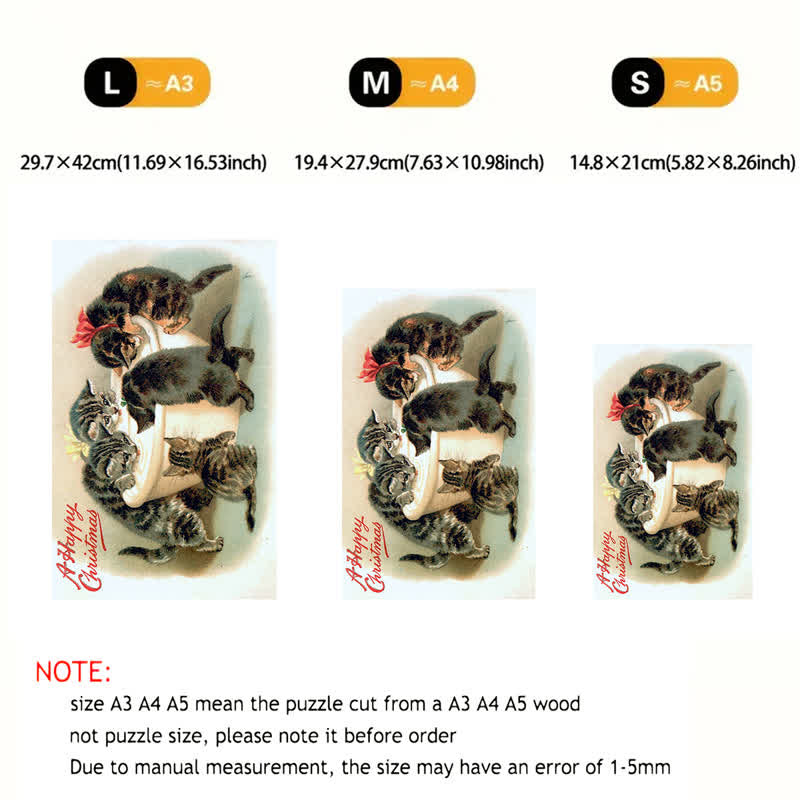 Rubbyoo Christmas Cats Old Antique - Wooden Jigsaw Puzzle - image 7