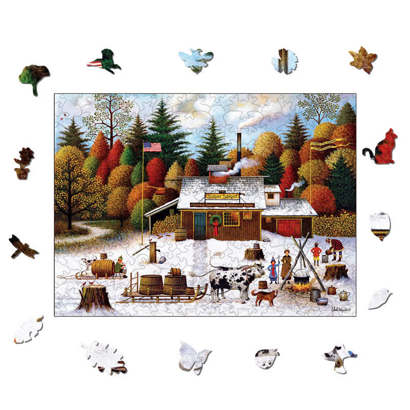Rubbyoo Vermont Maple Tree Tappers - Wooden Jigsaw Puzzle - image 1