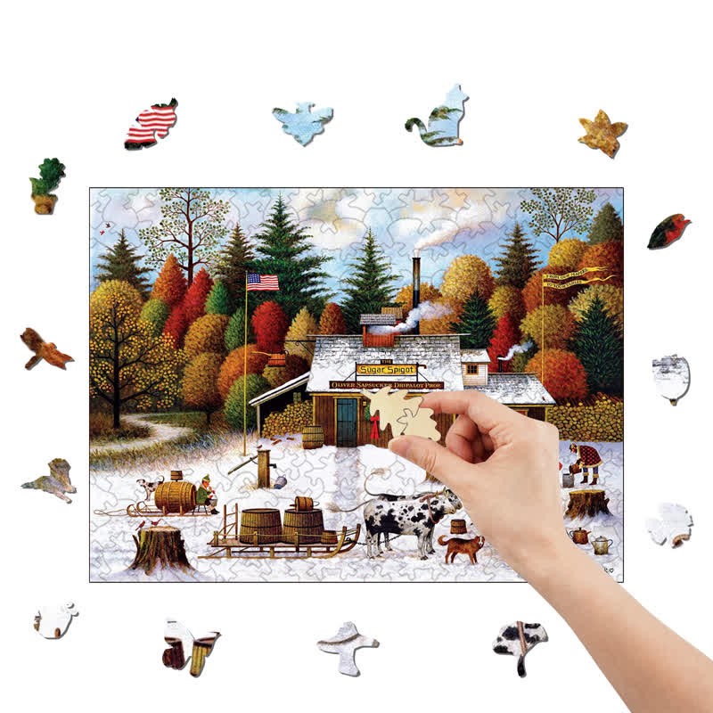 Rubbyoo Vermont Maple Tree Tappers - Wooden Jigsaw Puzzle - image 7