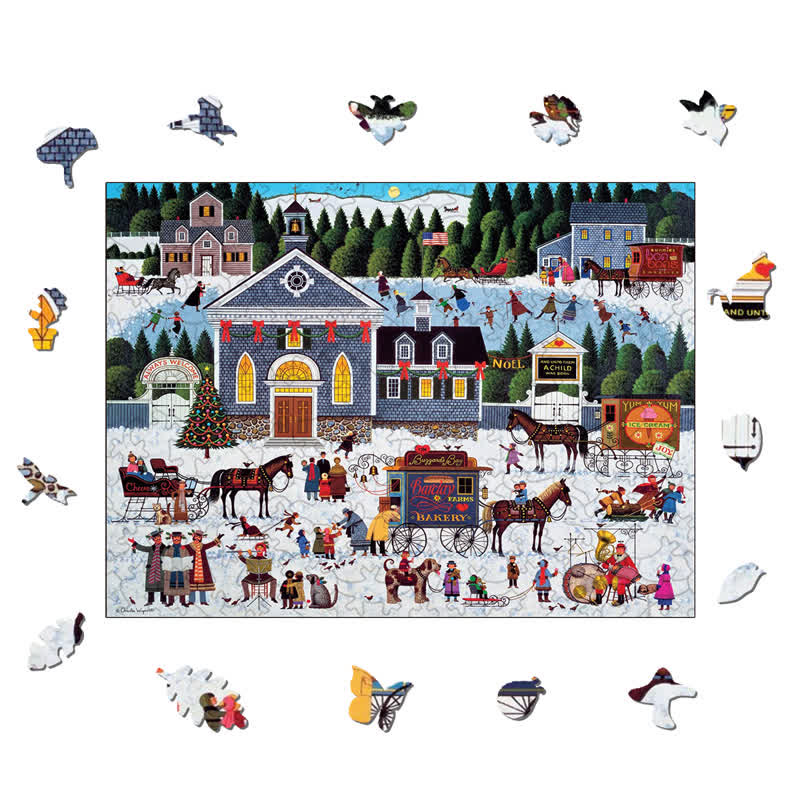 Rubbyoo Churchyard Christmas - Wooden Jigsaw Puzzle - image 1