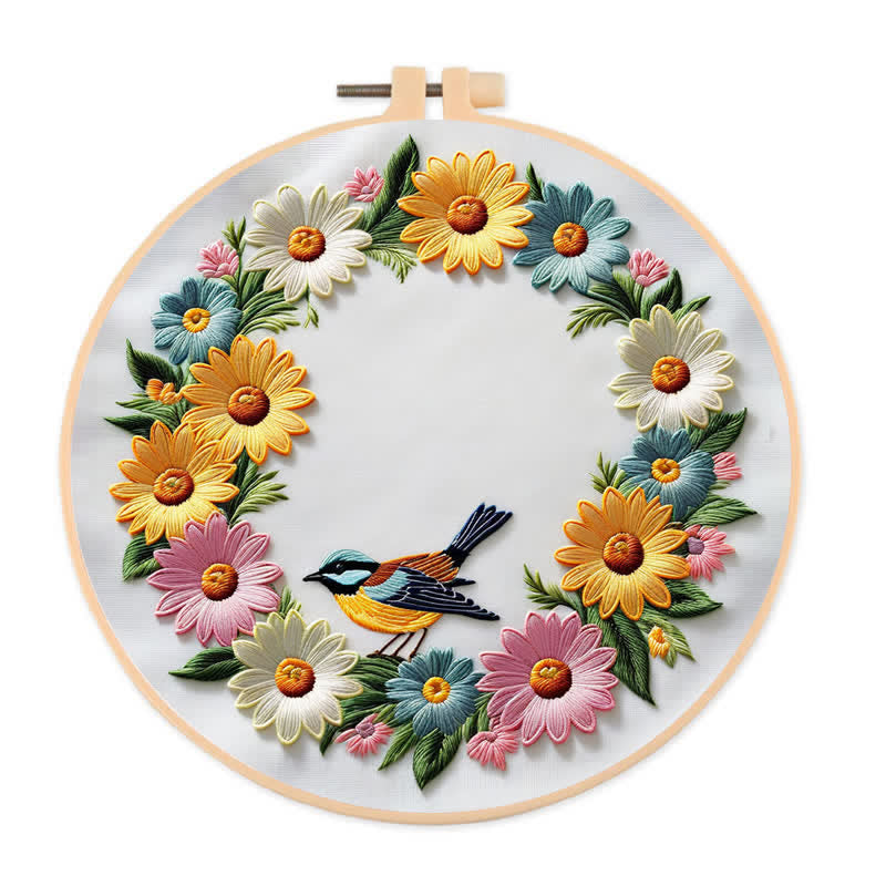 Rubbyoo Embroidery Kit - Garland And Birds - 20*20cm - image 0