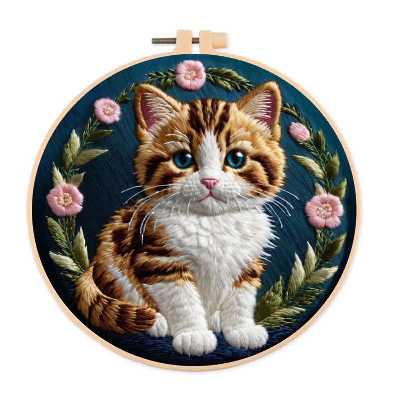 Rubbyoo Embroidery Kit - Flower Cat - 20*20cm - image 0