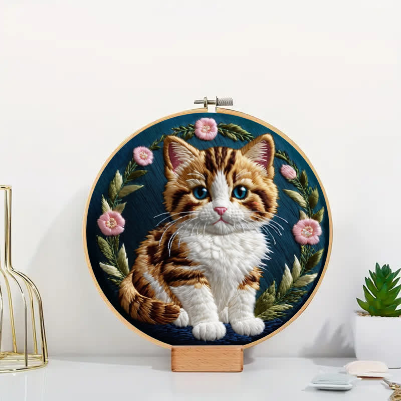 Rubbyoo Embroidery Kit - Flower Cat - image 1