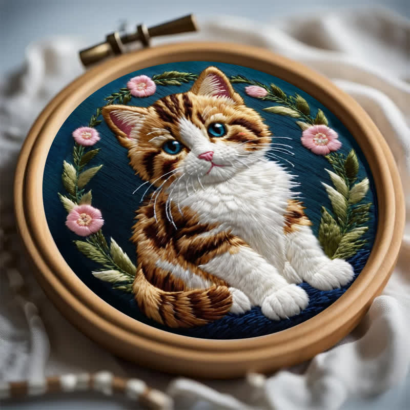 Rubbyoo Embroidery Kit - Flower Cat - image 5