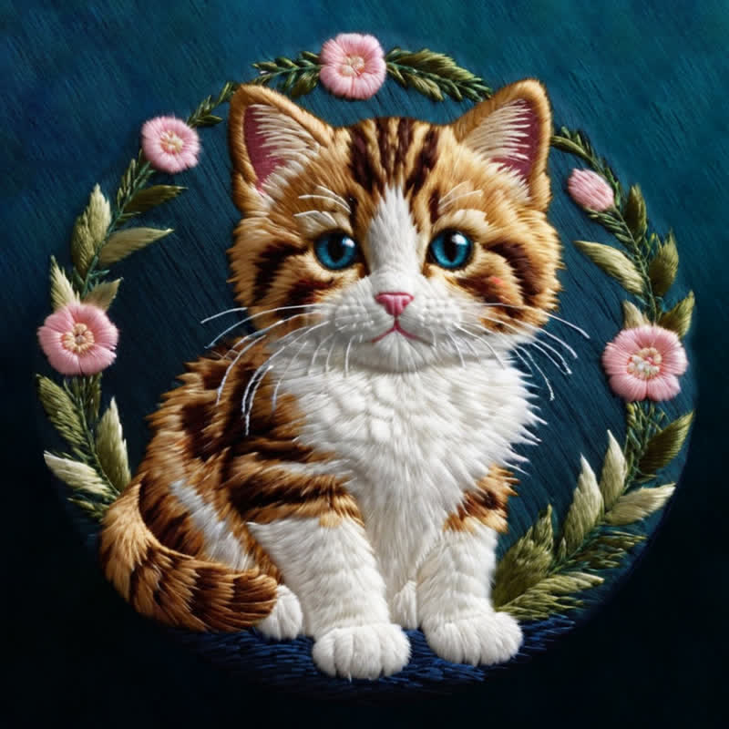 Rubbyoo Embroidery Kit - Flower Cat - image 4