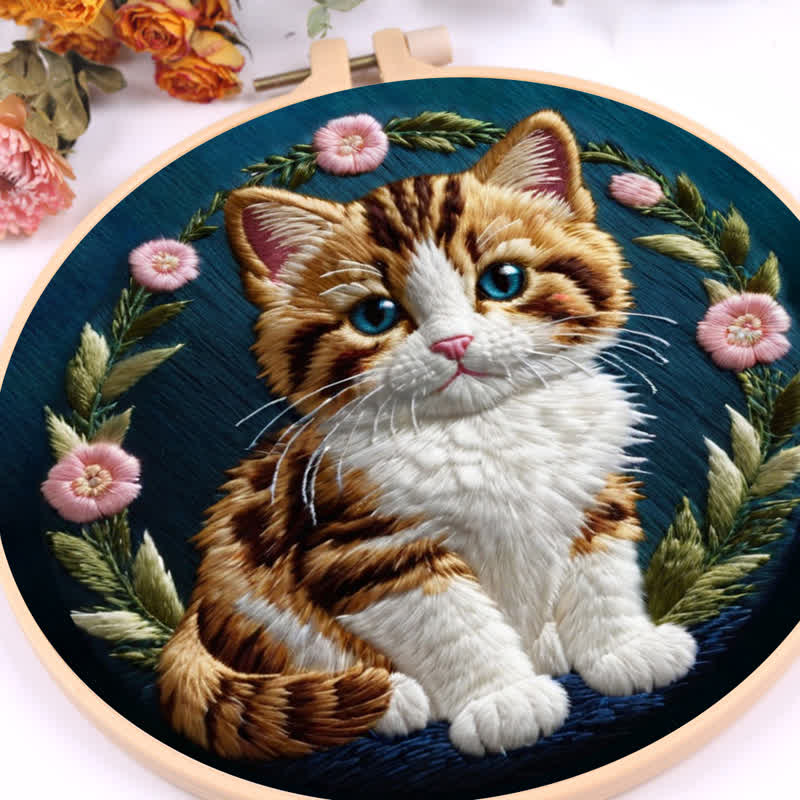 Rubbyoo Embroidery Kit - Flower Cat - image 7