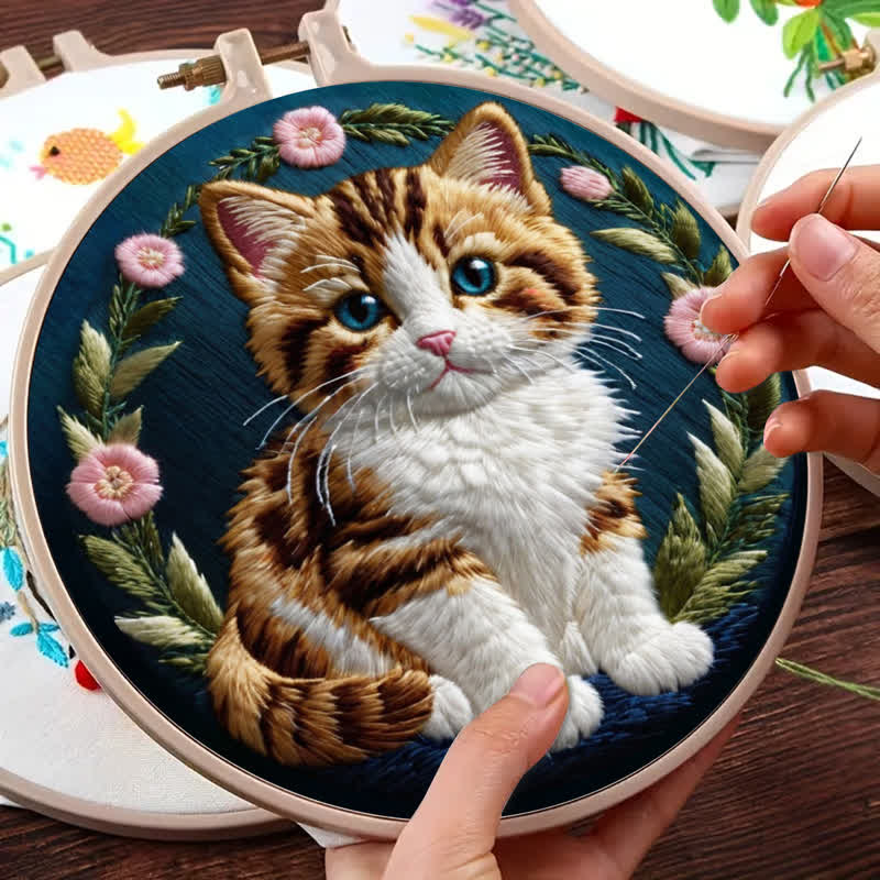 Rubbyoo Embroidery Kit - Flower Cat - image 9