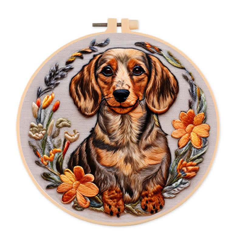 Rubbyoo Embroidery Kit - Dachshund Puppy - 20*20cm - image 0