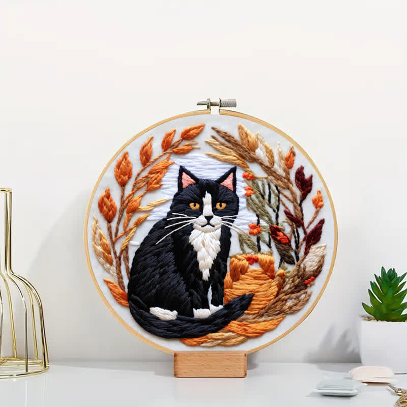 Rubbyoo Embroidery Kit - Autumn Cat - image 1