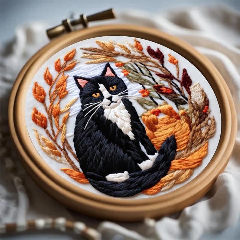 Rubbyoo Embroidery Kit - Autumn Cat - image 6