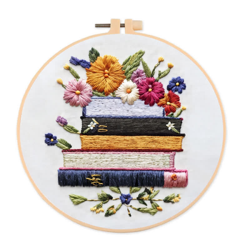 Rubbyoo Embroidery Kit - Bookish And Floral - 20*20cm - image 0