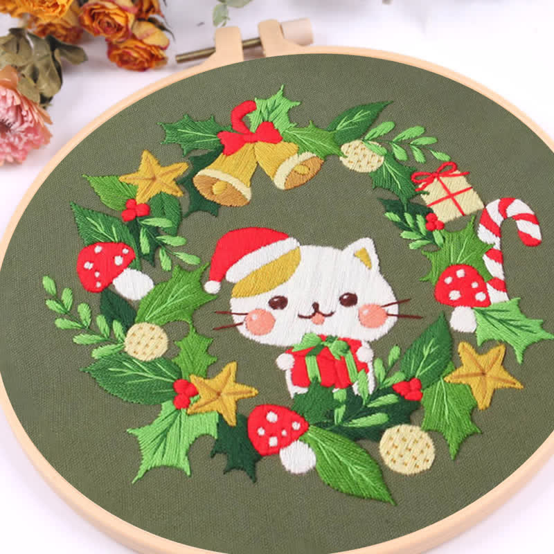 Rubbyoo Embroidery Kit - Christmas Cat Wreath  - image 8