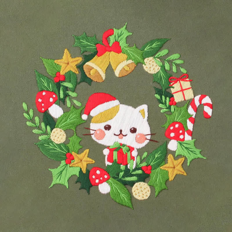 Rubbyoo Embroidery Kit - Christmas Cat Wreath  - image 9