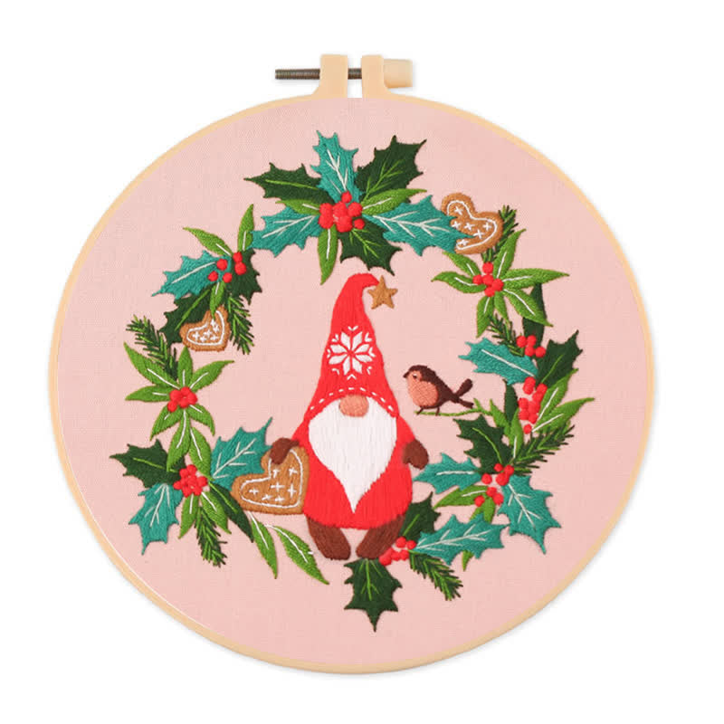 Rubbyoo Embroidery Kit - Mistletoe Wreath Gnome - image 0
