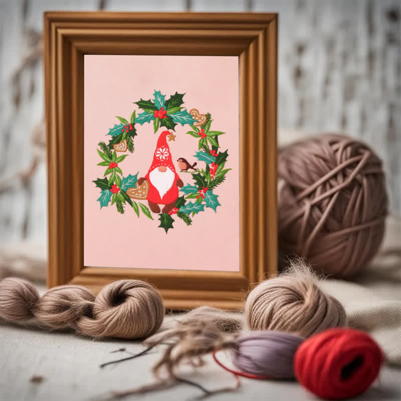 Rubbyoo Embroidery Kit - Mistletoe Wreath Gnome - image 2