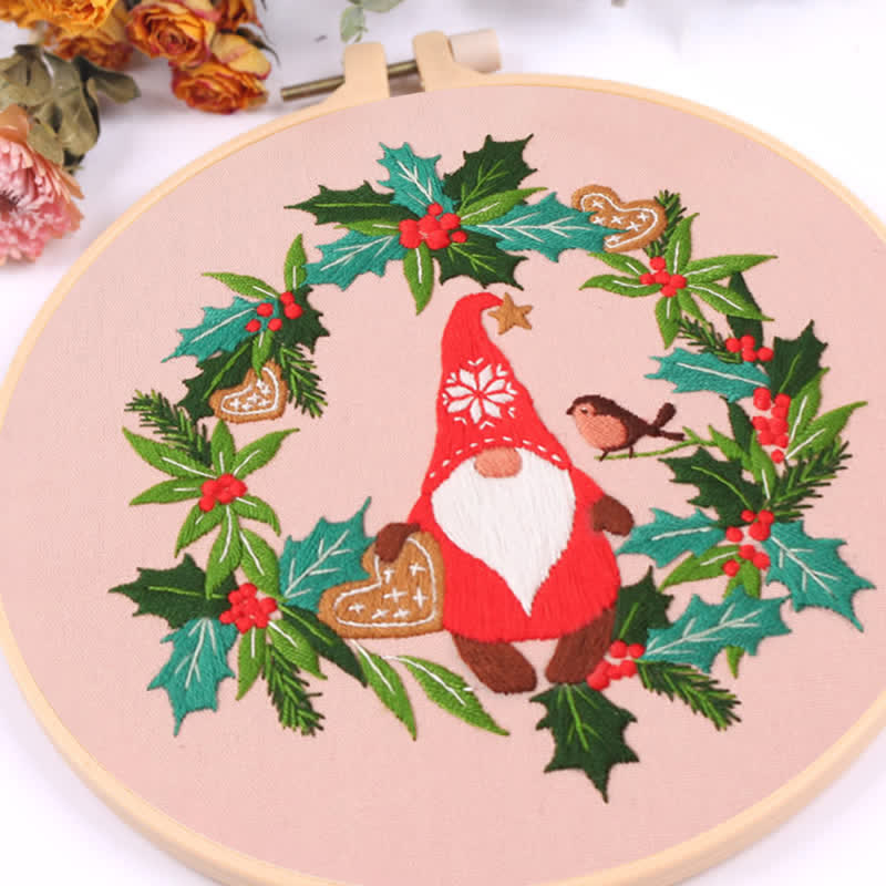 Rubbyoo Embroidery Kit - Mistletoe Wreath Gnome - image 5