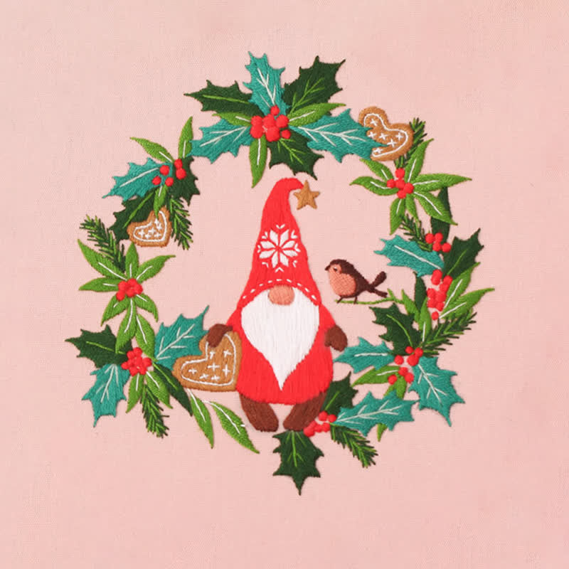 Rubbyoo Embroidery Kit - Mistletoe Wreath Gnome - image 9