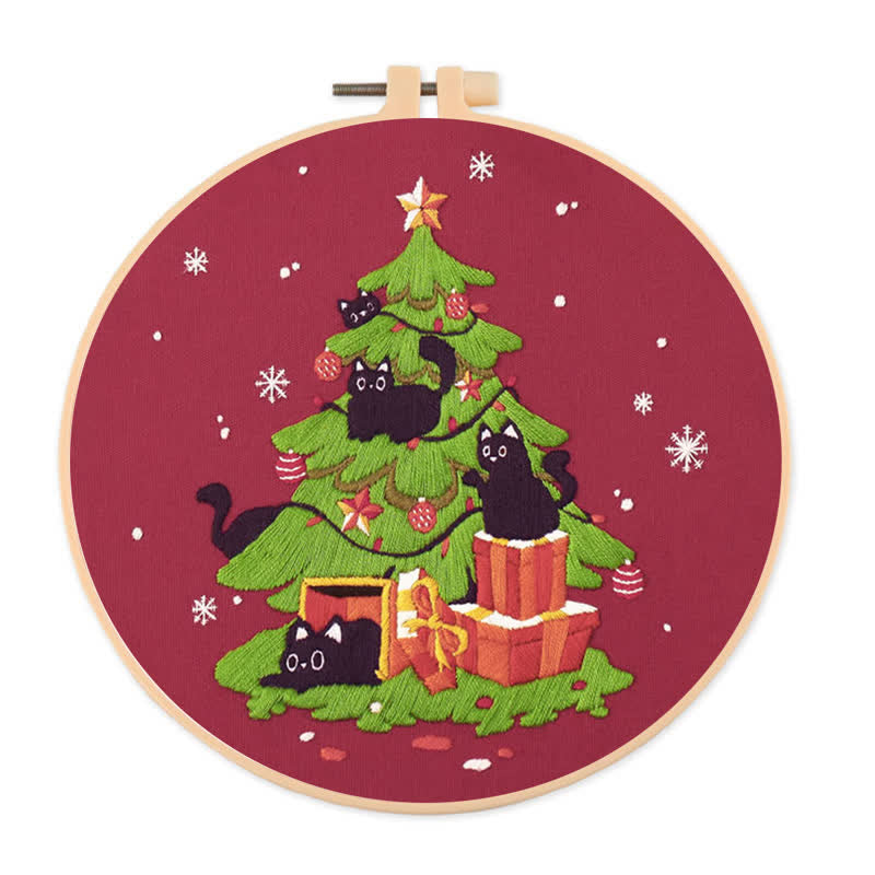Rubbyoo Embroidery Kit - Black Cat Christmas Kittens - image 0