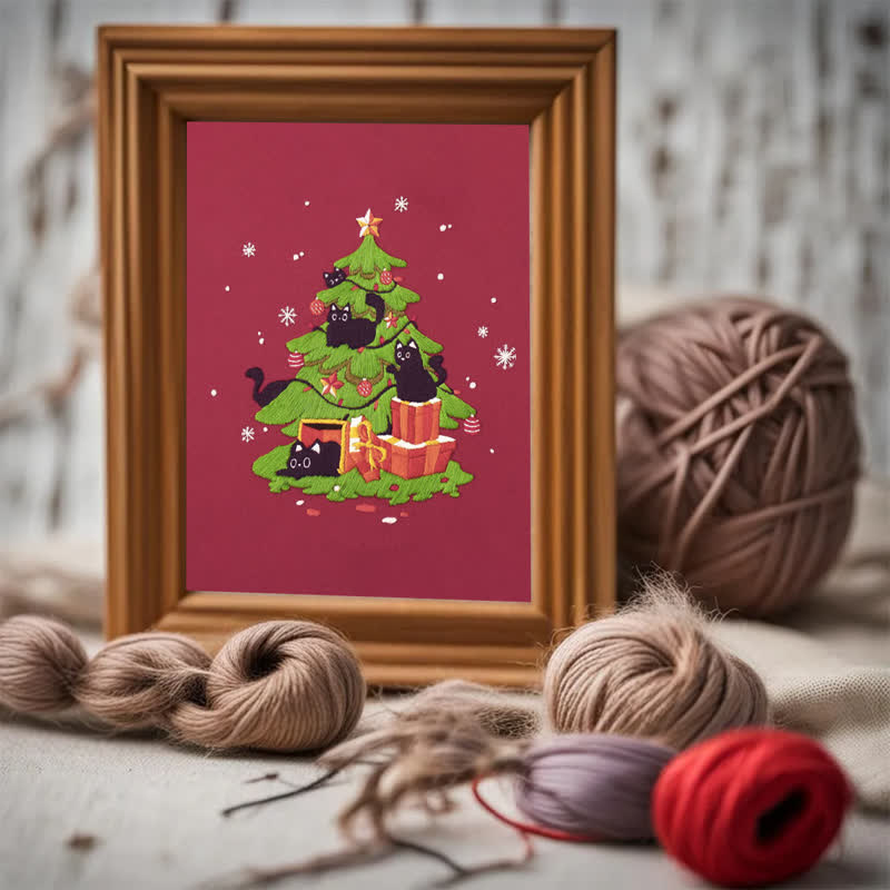 Rubbyoo Embroidery Kit - Black Cat Christmas Kittens - image 5