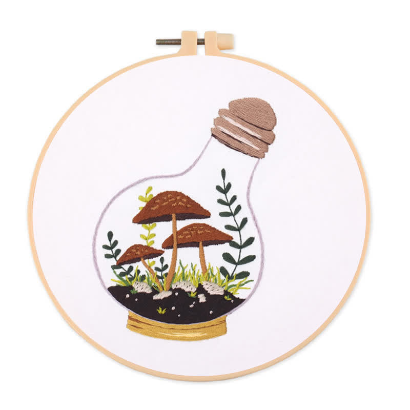 Rubbyoo Embroidery Kit - Glass Bottle Mushroom - image 0