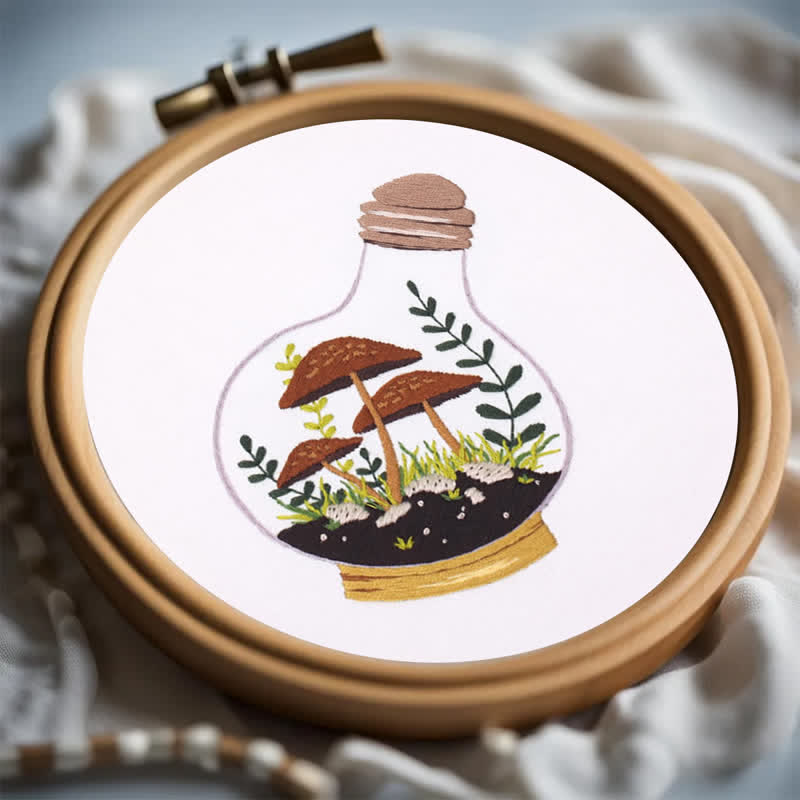 Rubbyoo Embroidery Kit - Glass Bottle Mushroom - image 1