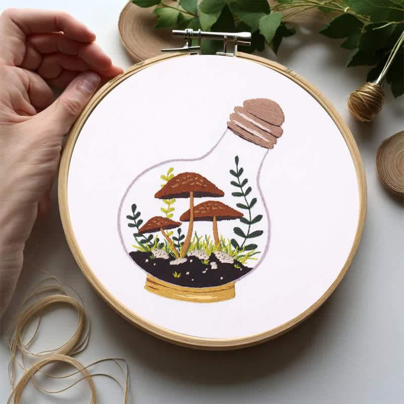 Rubbyoo Embroidery Kit - Glass Bottle Mushroom - image 4