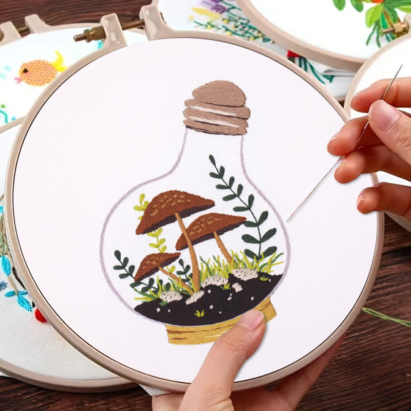 Rubbyoo Embroidery Kit - Glass Bottle Mushroom - image 5