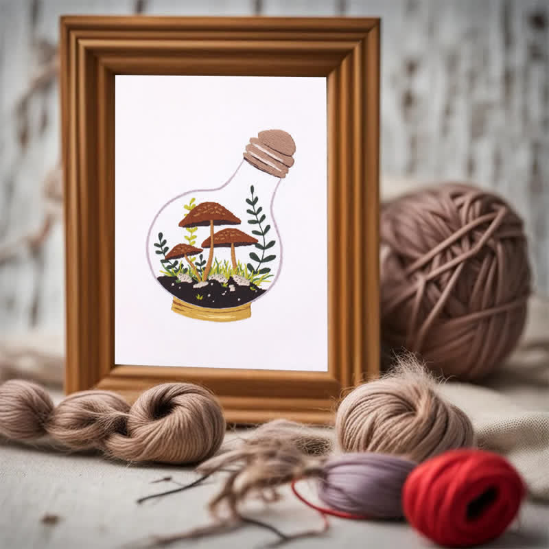 Rubbyoo Embroidery Kit - Glass Bottle Mushroom - image 3