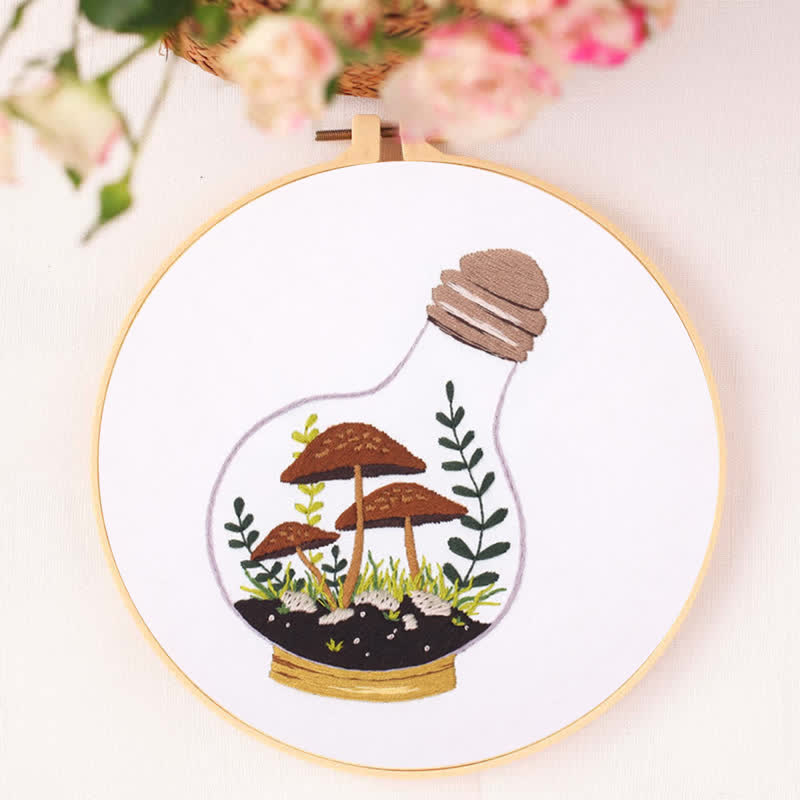 Rubbyoo Embroidery Kit - Glass Bottle Mushroom - image 8