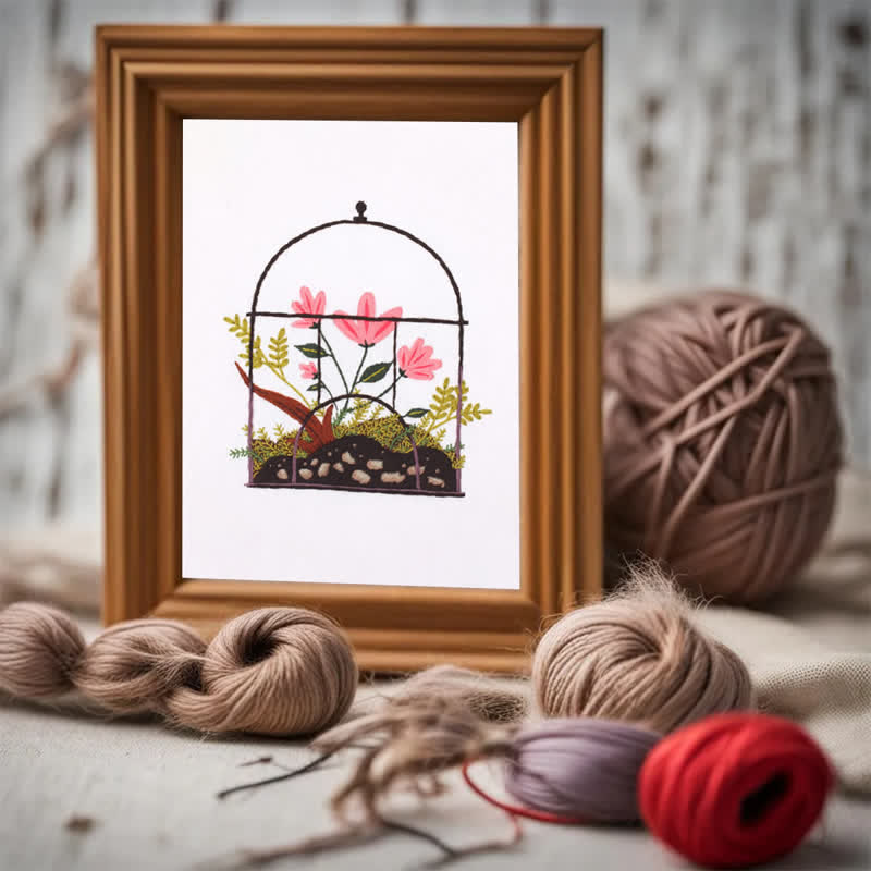Rubbyoo Embroidery Kit - Flowers And Plants In Cage - image 2