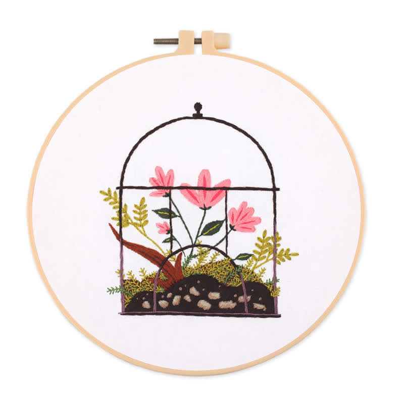 Rubbyoo Embroidery Kit - Flowers And Plants In Cage - image 0