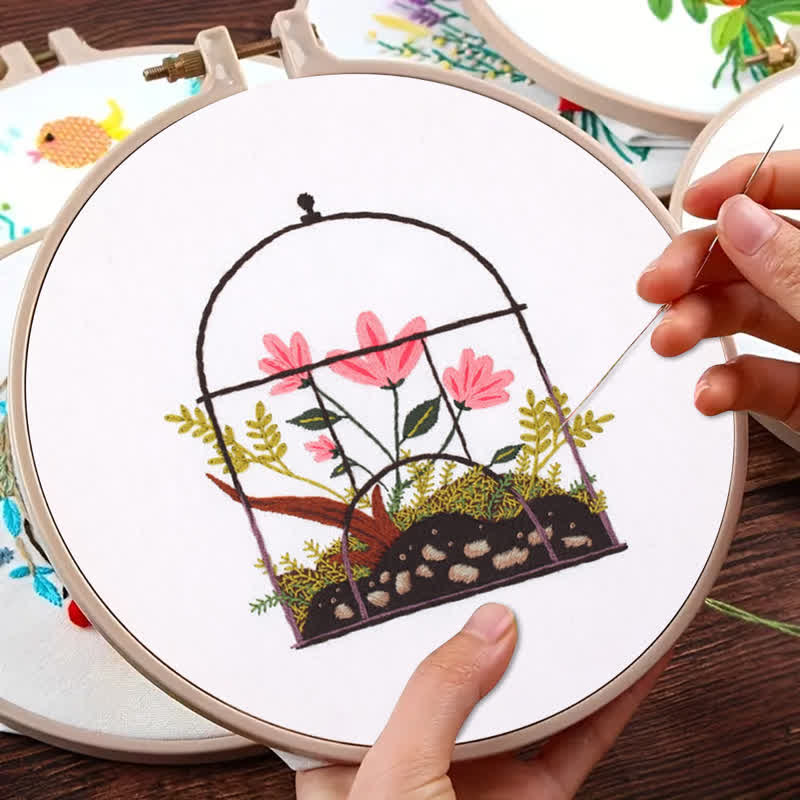 Rubbyoo Embroidery Kit - Flowers And Plants In Cage - image 8