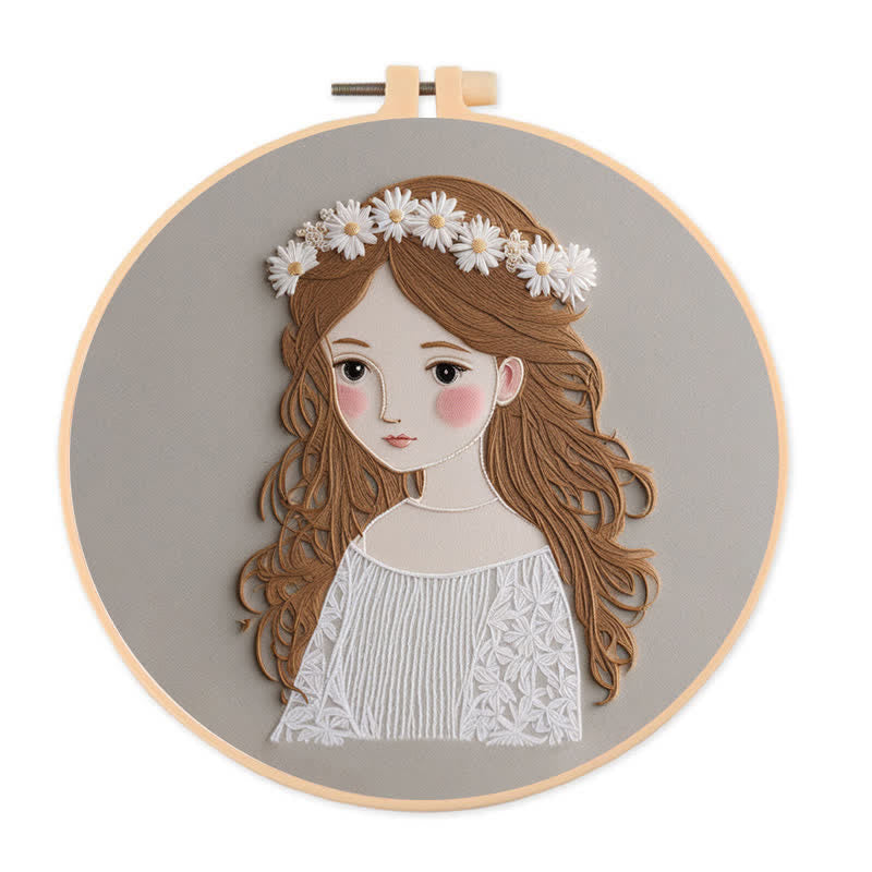 Rubbyoo Embroidery Kit - Cute Girl  - 20*20cm - image 0