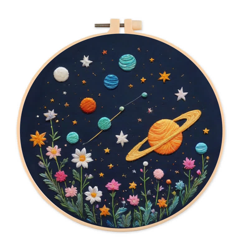 Rubbyoo Embroidery Kit - Planets and Stars - 20*20cm - image 0
