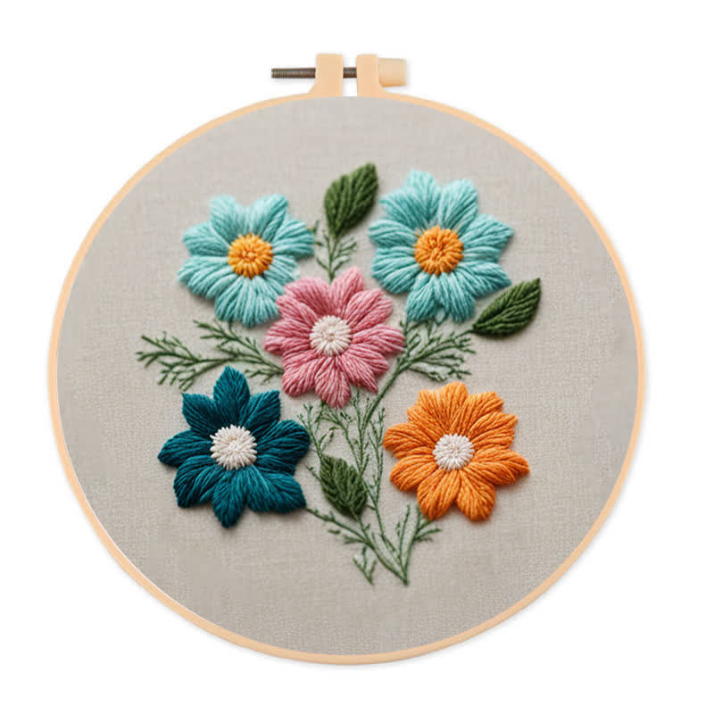 Rubbyoo Embroidery Kit - Folk Floral - 20*20cm - image 0