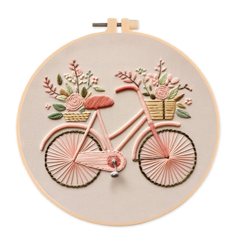 Rubbyoo Embroidery Kit - Floral Bike Modern Home Decor Craft kit - 20*20cm - image 0