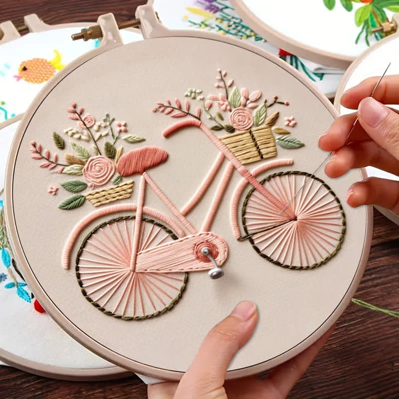 Rubbyoo Embroidery Kit - Floral Bike Modern Home Decor Craft kit - image 3