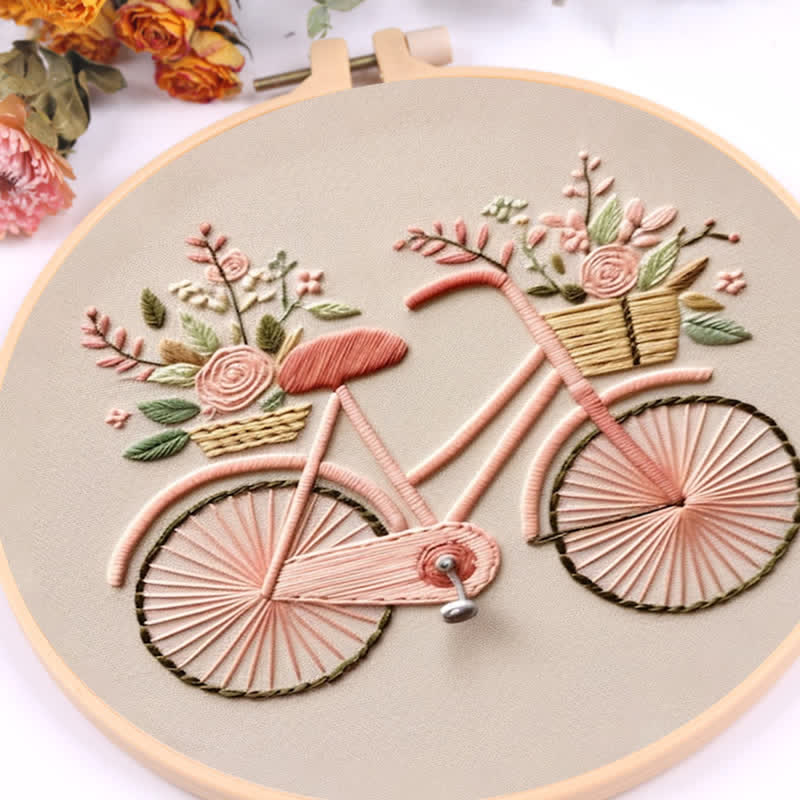 Rubbyoo Embroidery Kit - Floral Bike Modern Home Decor Craft kit - image 4
