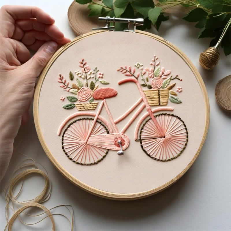 Rubbyoo Embroidery Kit - Floral Bike Modern Home Decor Craft kit - image 2