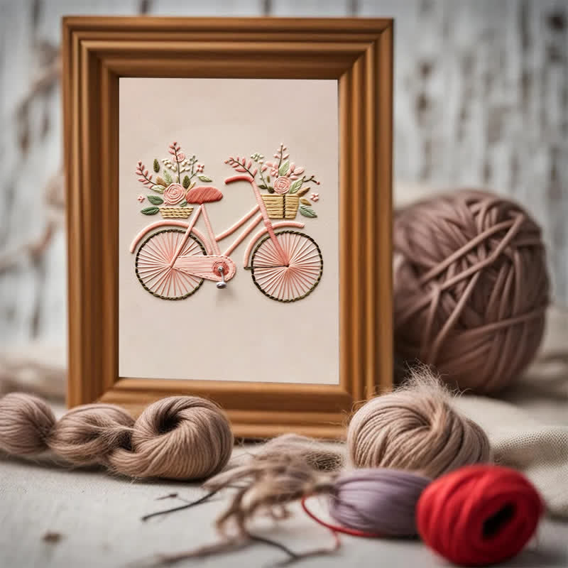Rubbyoo Embroidery Kit - Floral Bike Modern Home Decor Craft kit - image 7