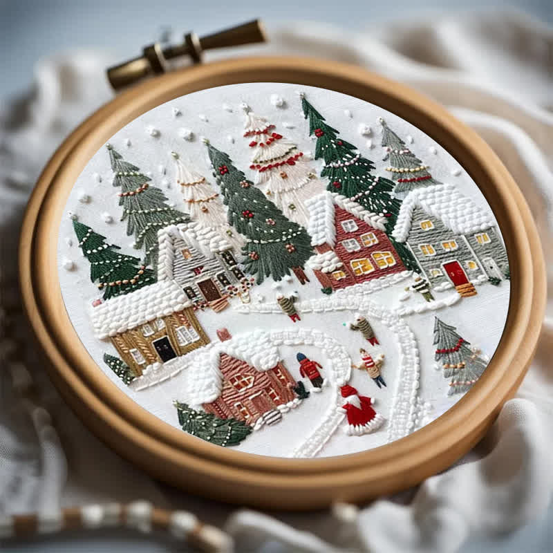 Rubbyoo Embroidery Kit - DIY Handmade Christmas Holiday Village Ornaments - image 1