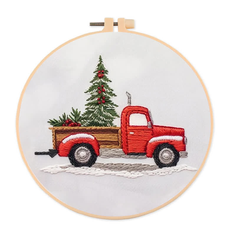 Rubbyoo Embroidery Kit - Red Truck Christmas - 20*20cm - image 0