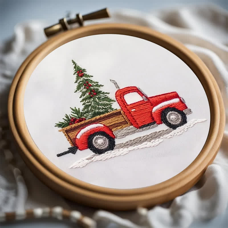 Rubbyoo Embroidery Kit - Red Truck Christmas - image 1